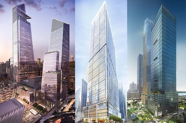 Renderings of 10 Hudson Yards, 30 Hudson Yards, 50 Hudson Yards, and 55 Hudson Yards (Courtesy of Related Cos.)